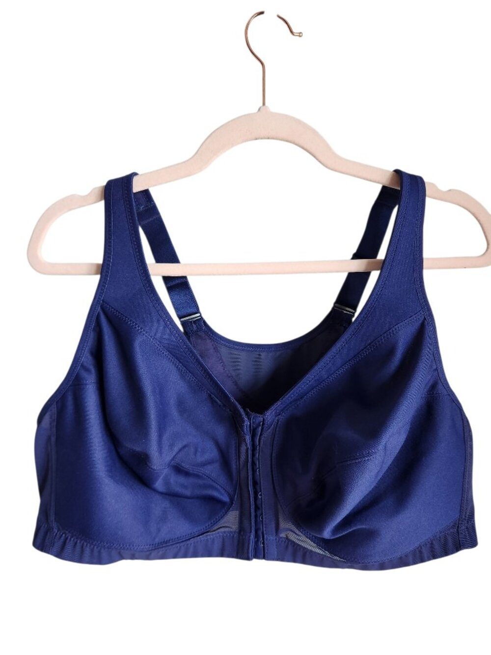 Glamorise Bra 46C Women's Blue Magiclift Back Support Wireless Front Close 1265